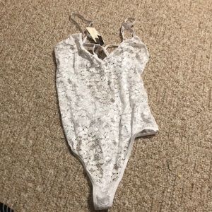F21 white lace bodysuit LARGE